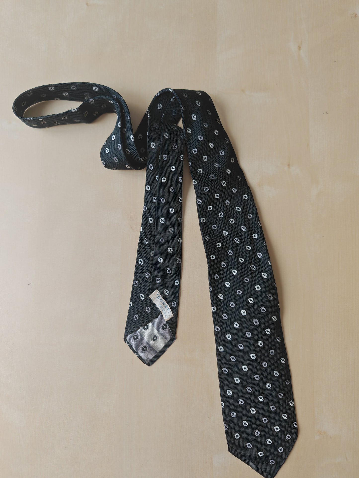 Cravatta anni '60/'70 grenadine fantasia argento