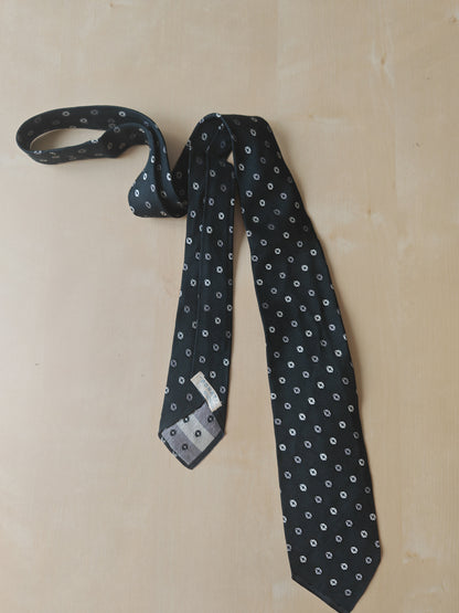 Cravatta anni '60/'70 grenadine fantasia argento