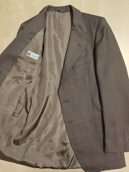 Completo 3 pezzi svasato anni '70 marrone spigato - tg. 44