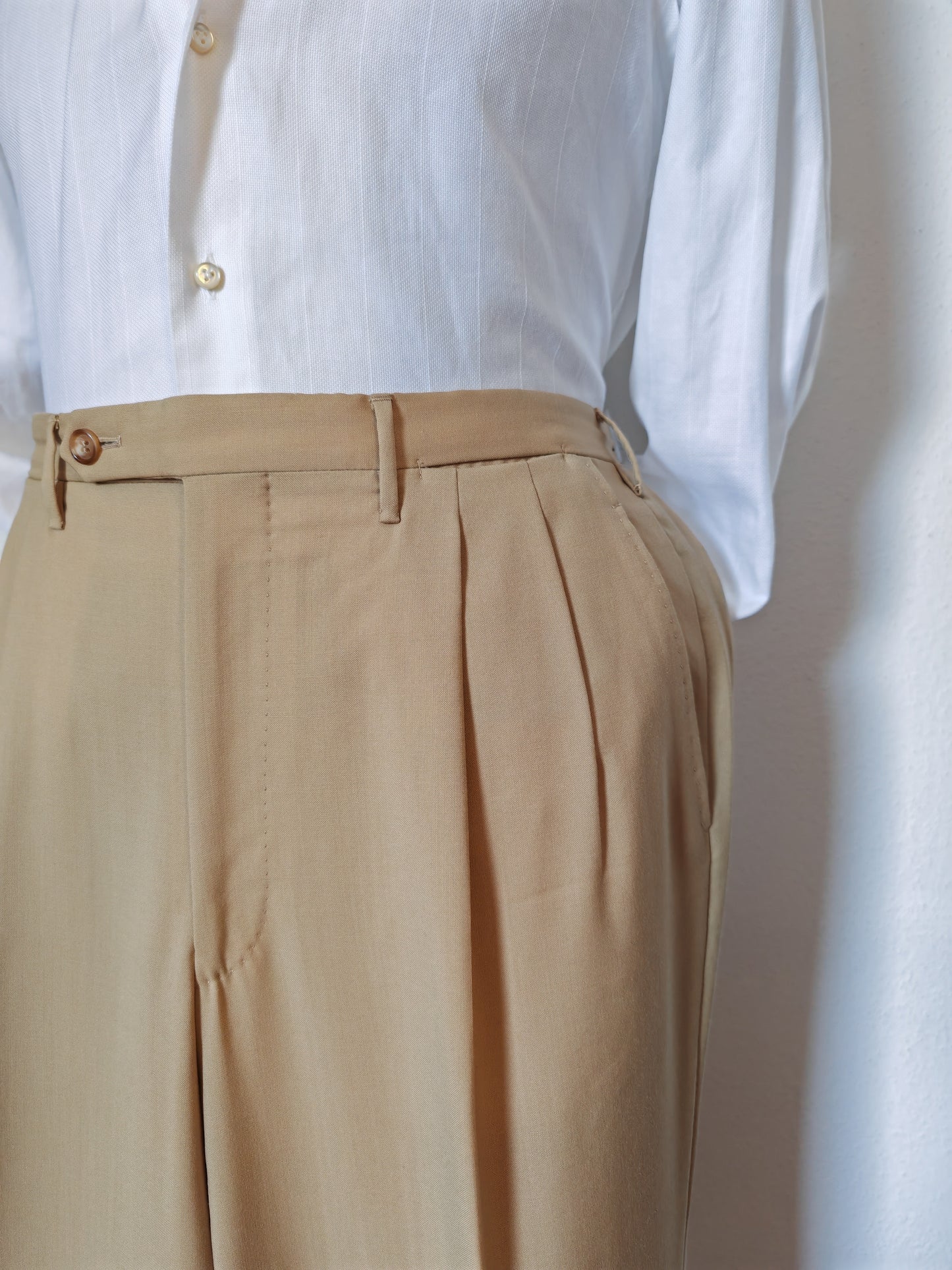 Fresco wool trousers, cream colour - size 54