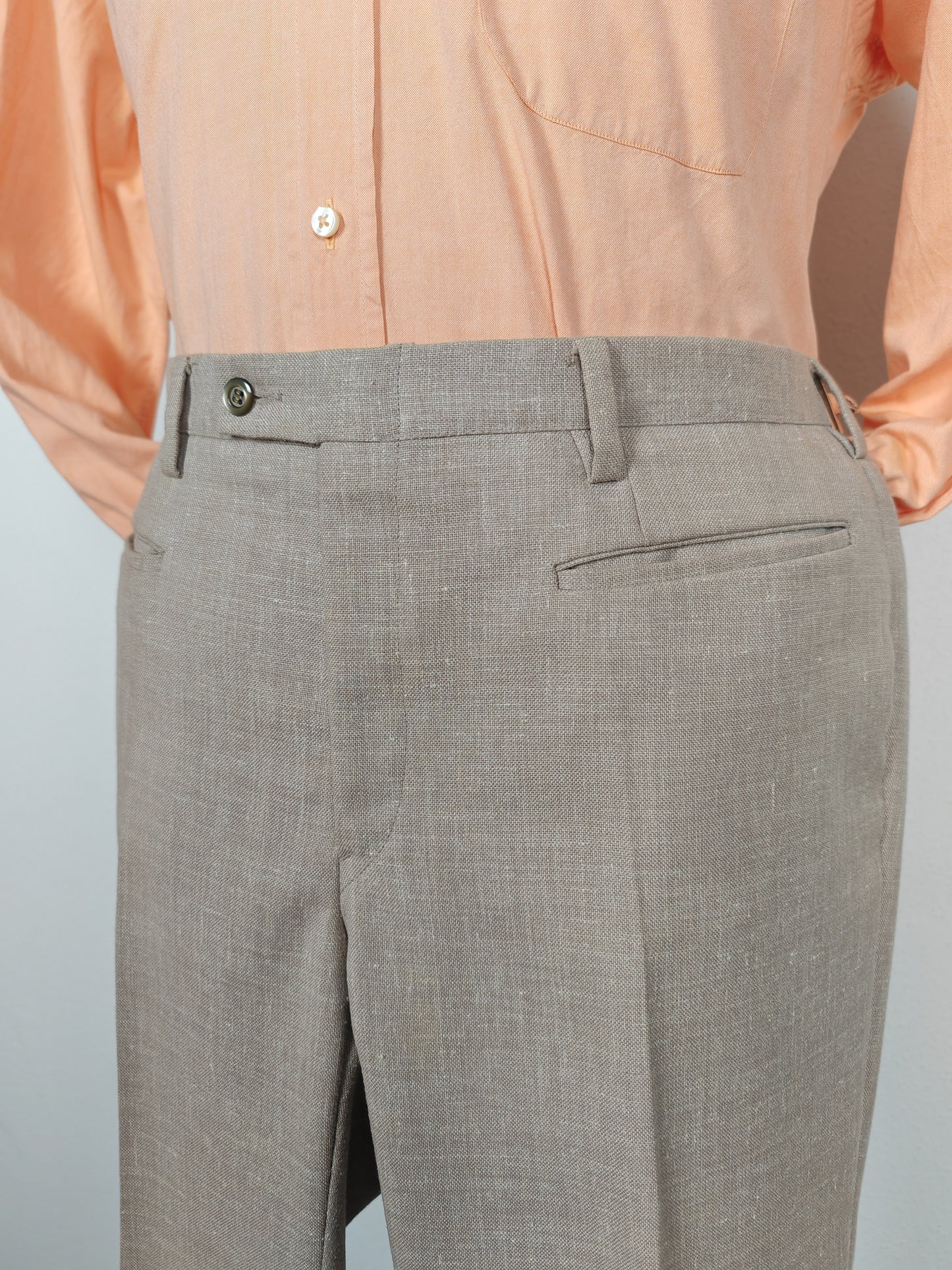 Completo estivo anni '70 in tela misto lino ecru - tg. 48/50