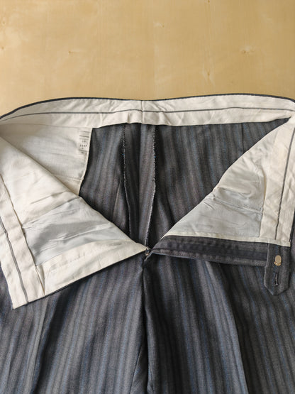 Completo anni '70/'80 tessuto Marzotto grigio a righe fresco lana - tg. 54/56