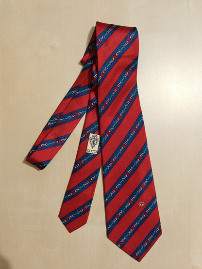 Vintage 80s Gucci regimental tie, interlock pattern