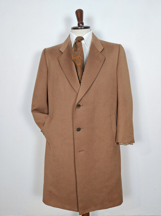 Cappotto anni '70 color cammello in twill di lana - tg. 50-54