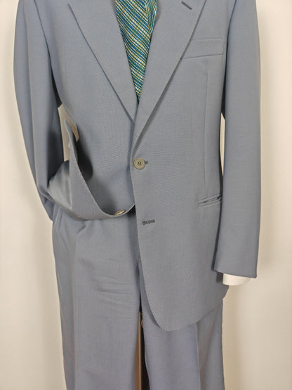 Completo anni '70 in tela di lana azzurro carta da zucchero - tg. 50