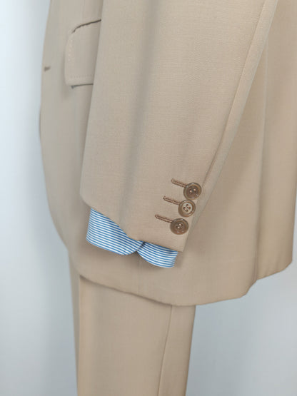 Completo anni '70 in twill di lana beige - tg. 50/52