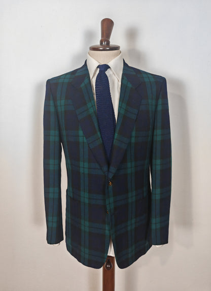 Blazer anni '80 in flanella tartan tipo Black Watch - tg. 48/50