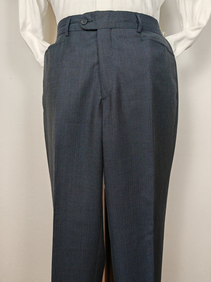 Completo 3 pezzi anni '90 in fresco lana blu gessato - tg. 50