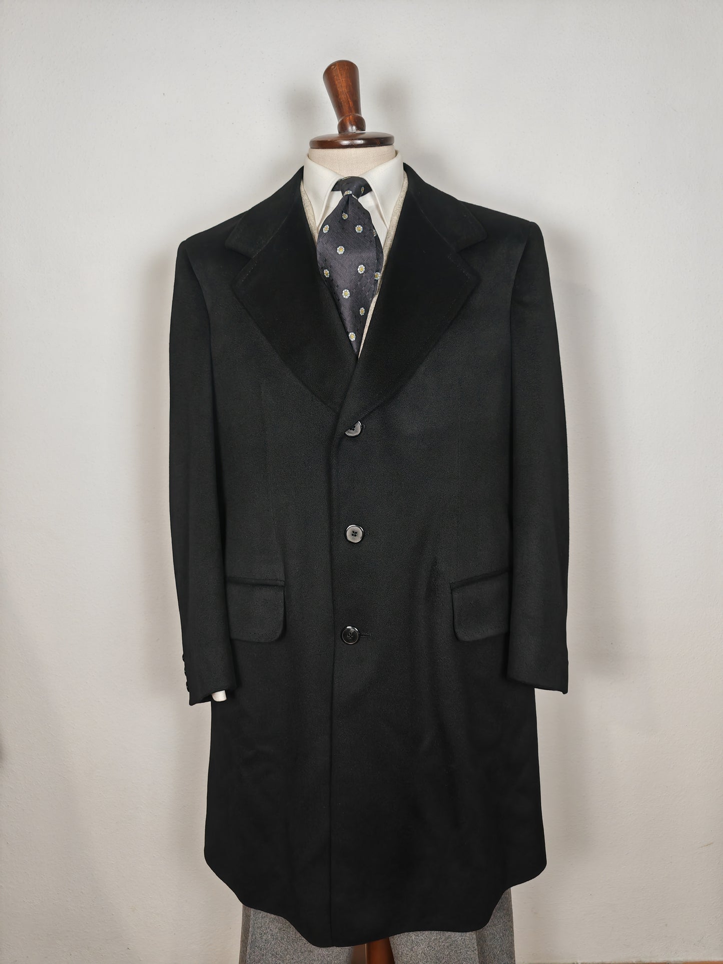 Cappotto sartoriale in panno di lana nero - tg. 50