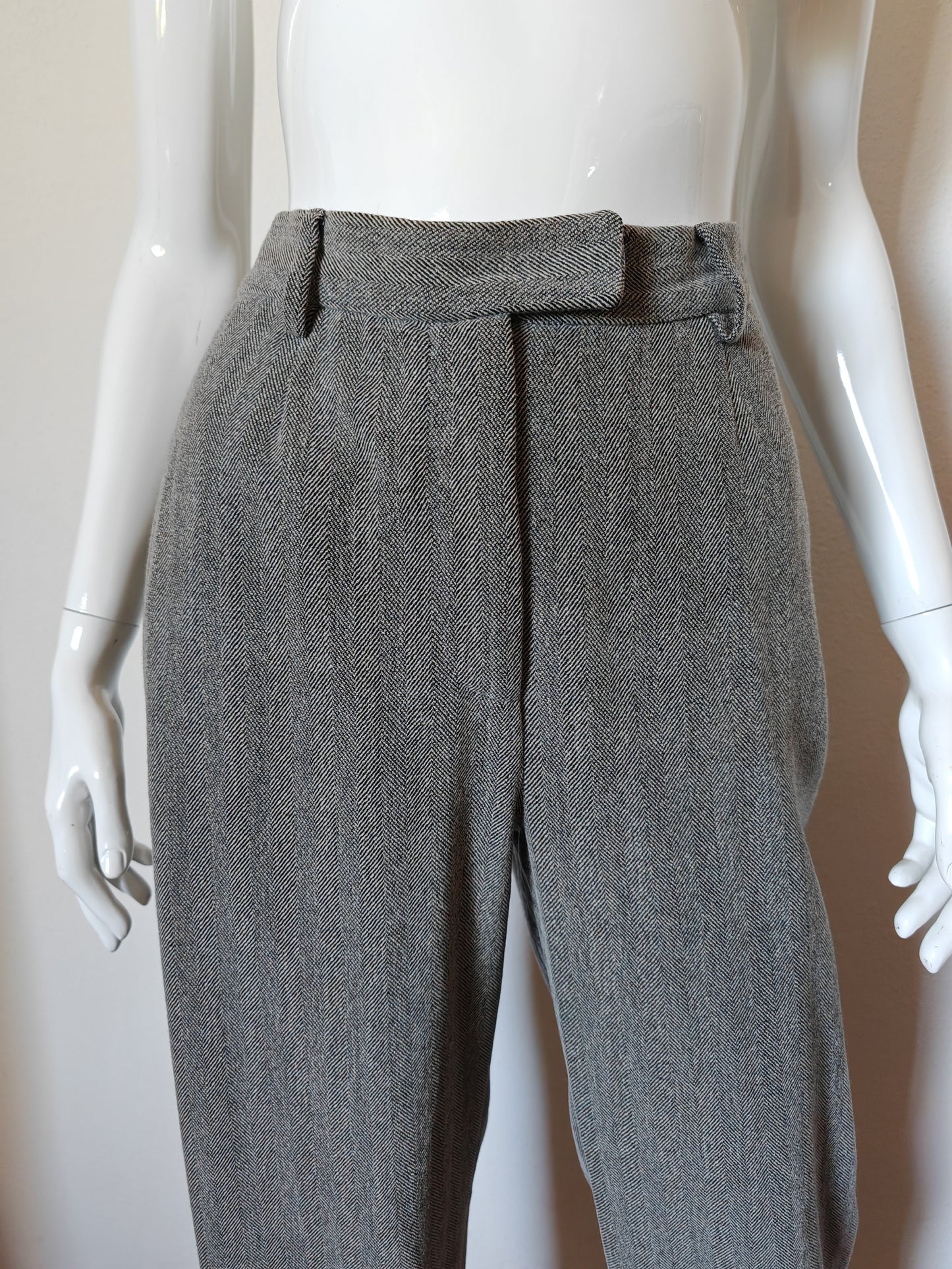 Pantalone Max Mara grigio spinato in misto lana - tg. 44/46