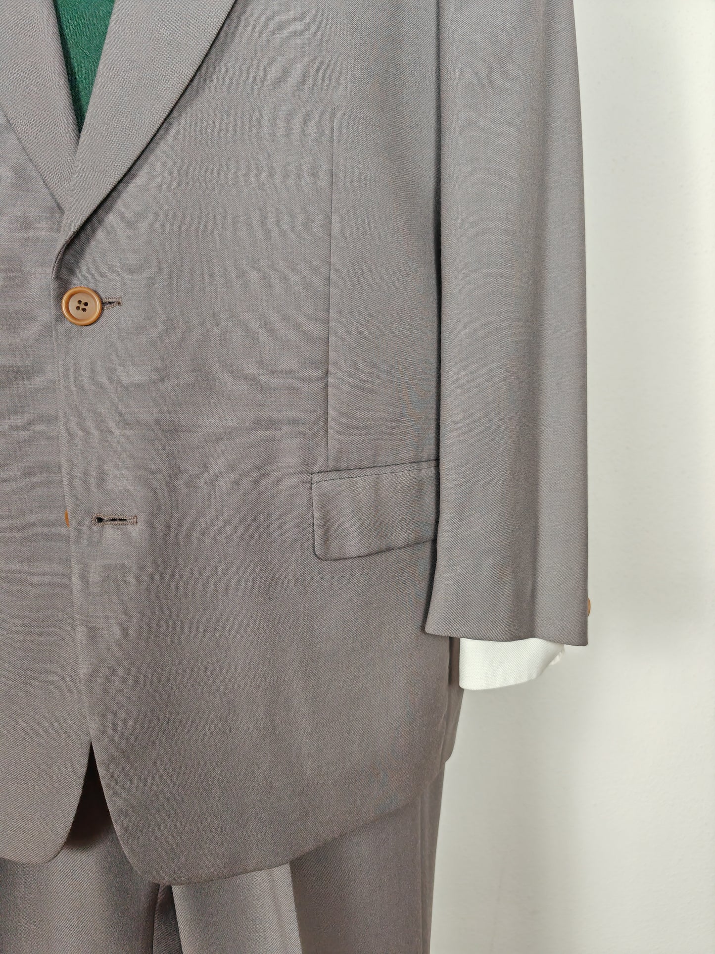 Completo anni '80 in fresco lana verde-grigio - tg. 50/52