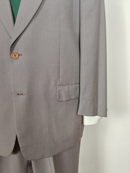 Completo anni '80 in fresco lana verde-grigio - tg. 50/52