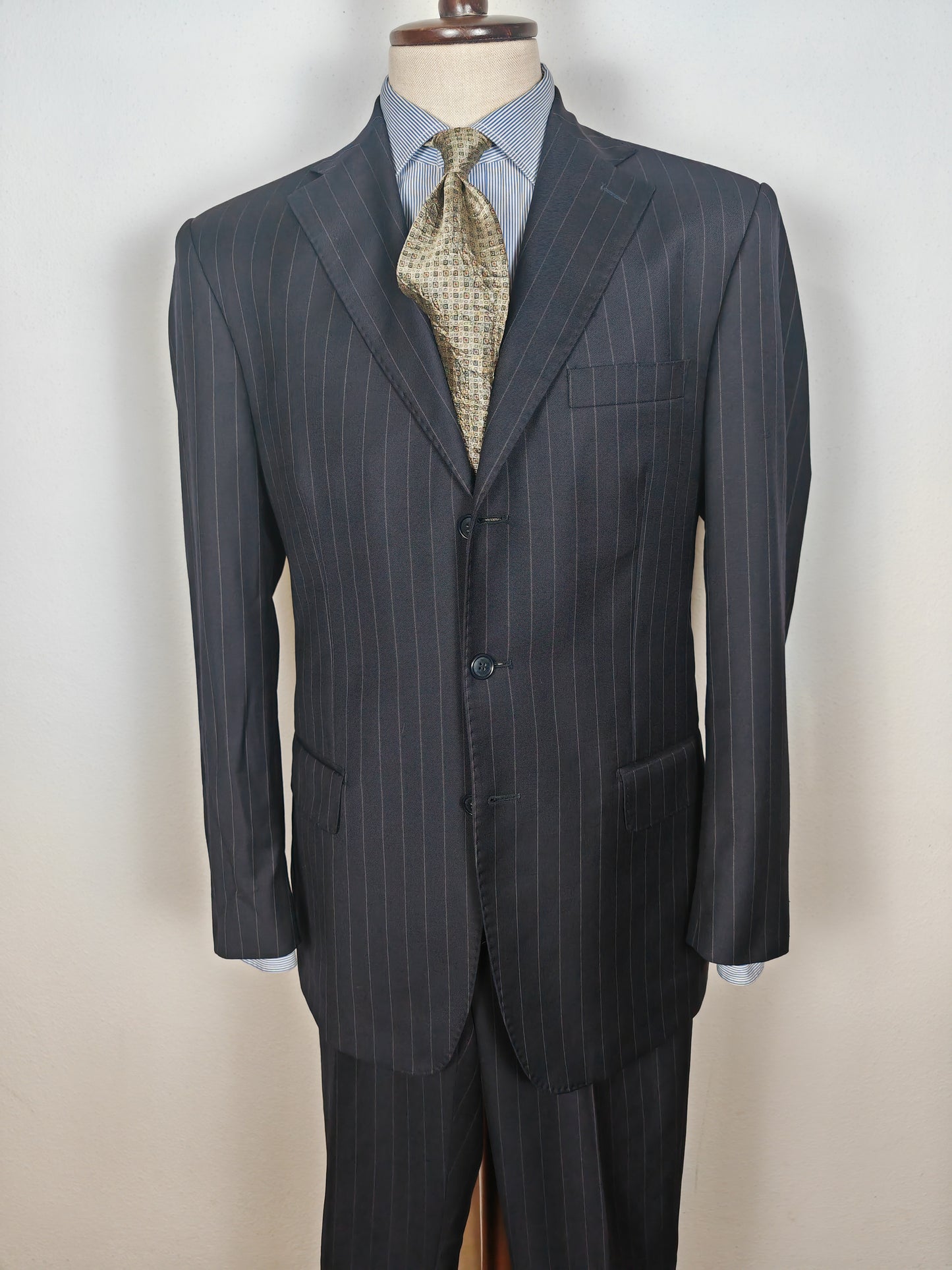 Completo in twill di lana blu gessato - tg. 50/52