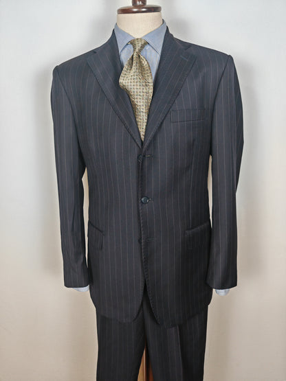 Completo in twill di lana blu gessato - tg. 50/52