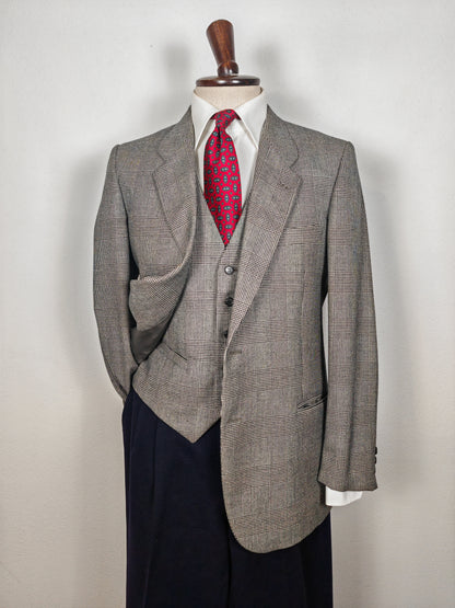 70s jacket and waistcoat in prince of Wales - size 50