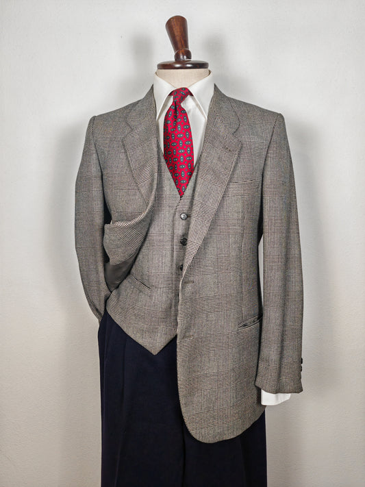 70s jacket and waistcoat in prince of Wales - size 50