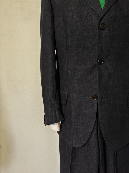 Blue suit, 100% linen - size 48