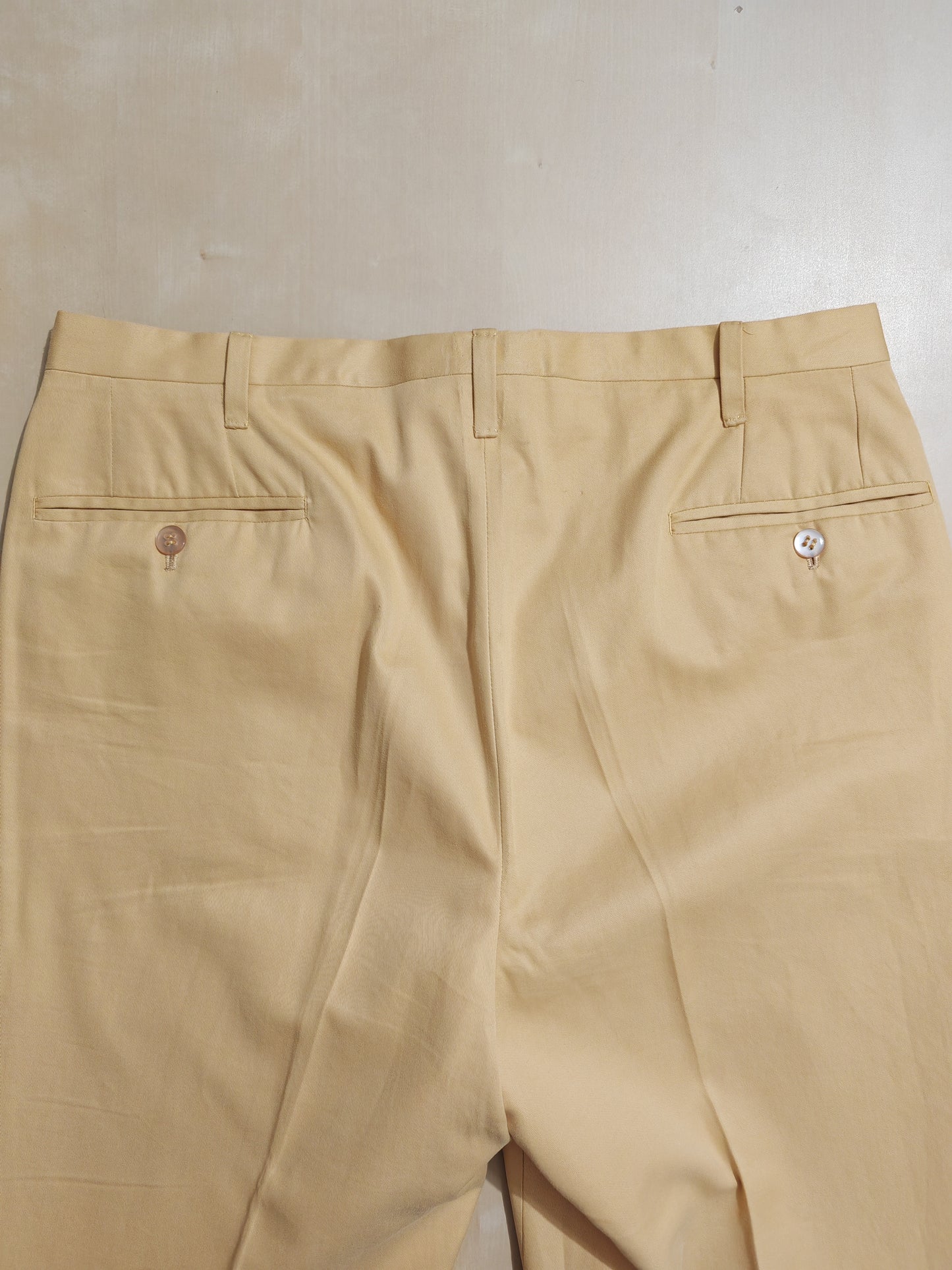 Pantalone sartoriale su misura in twill di cotone giallo crema - tg. 48