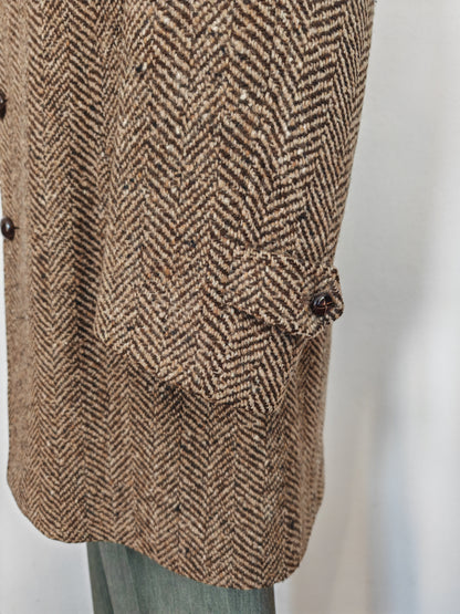 Cappotto anni '70 in tweed spigato, lunghezza tre quarti - tg. 48-50