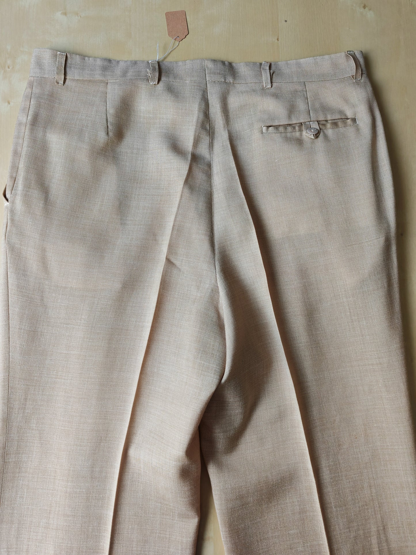 Pantalone anni '70 in tela misto lana beige - tg. 50