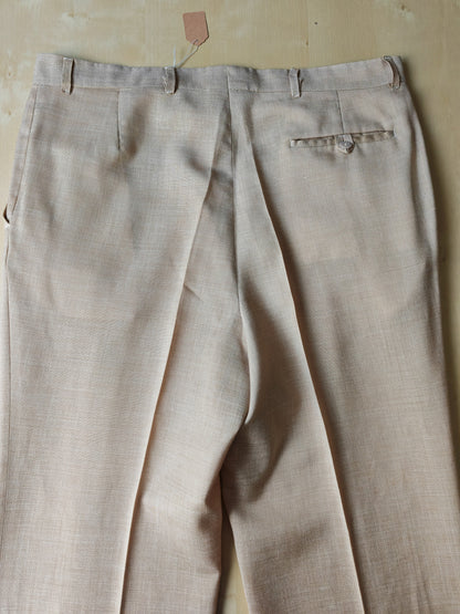Pantalone anni '70 in tela misto lana beige - tg. 50