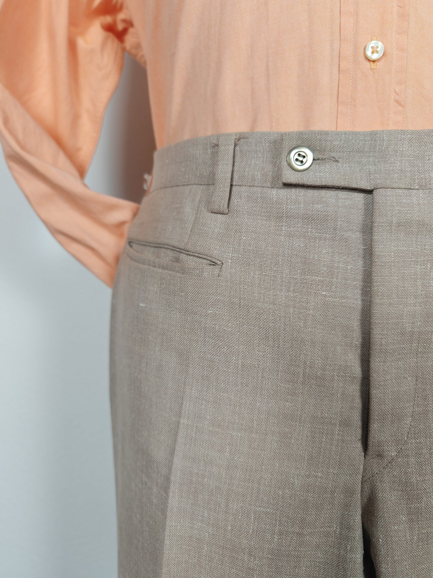 Completo estivo anni '70 in tela misto lino ecru - tg. 48/50