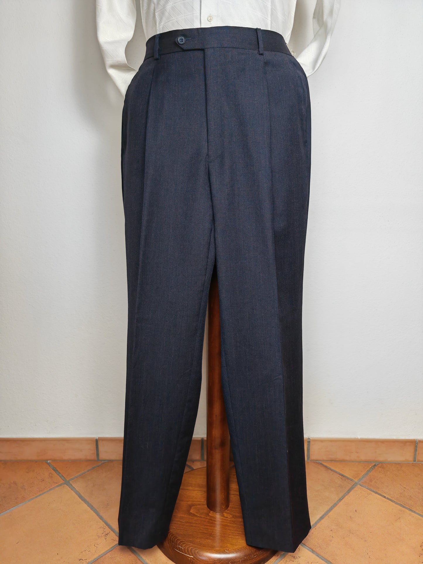 Pantalone anni '90 in fresco lana blu - tg. 50/52