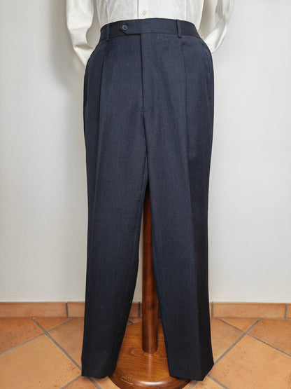 Pantalone anni '90 in fresco lana blu - tg. 50/52