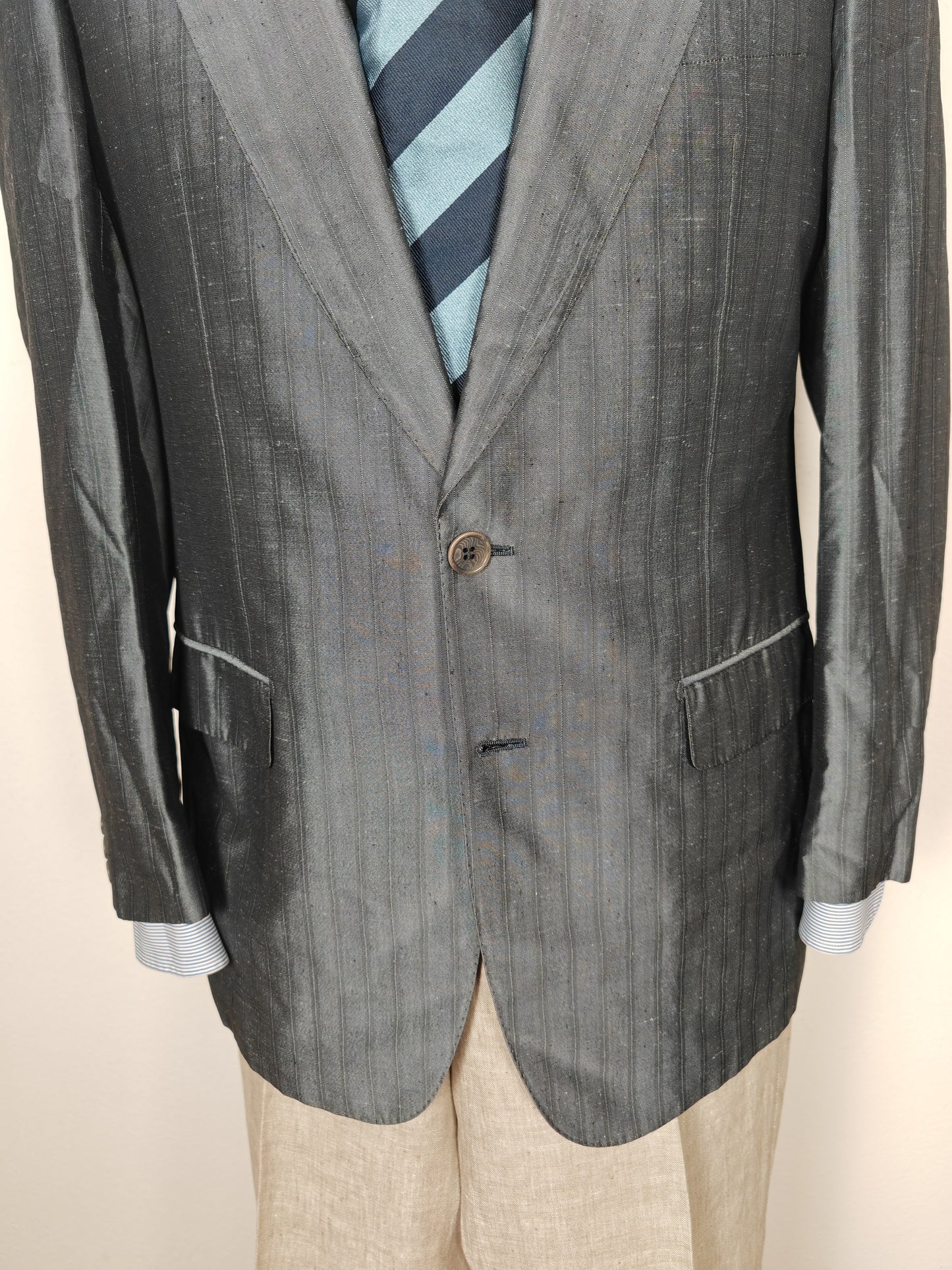 Giacca Pierre Cardin anni '80 in seta shantung - tg. 48