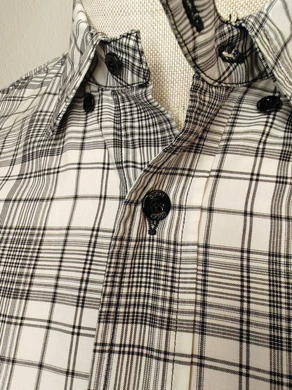 Camicia Gucci tartan bianco e nero - collo 39