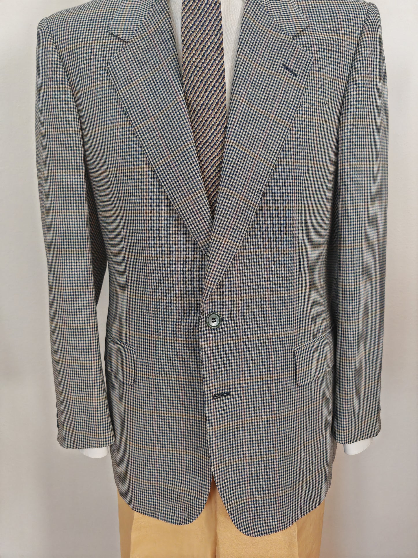 Giacca Pierre Cardin anni '80 chek in tela frescolana - tg. 50/52