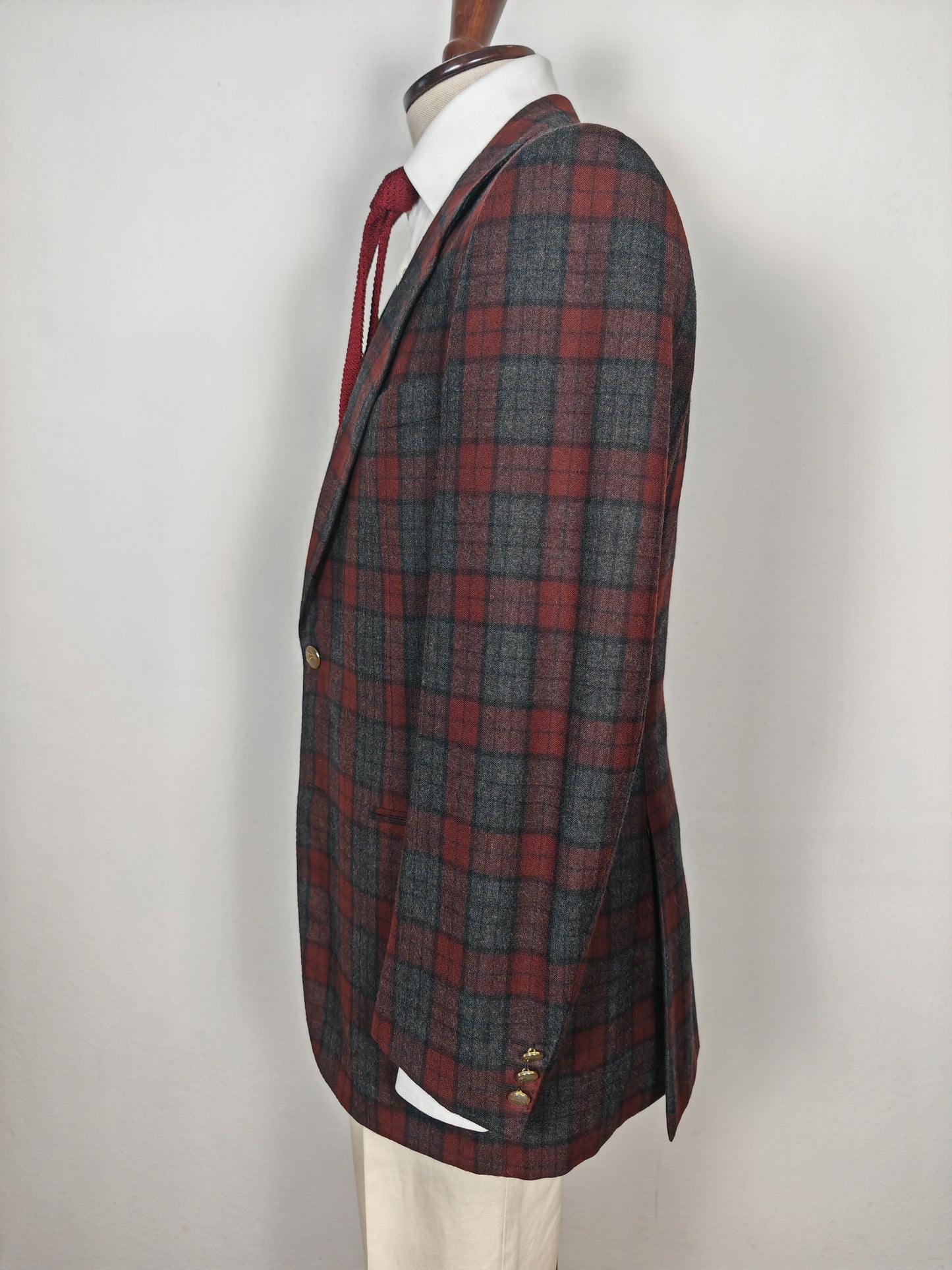 Tartan blazer Simon Ackerman anni '70 con panciotto abbinato - tg. 48/50