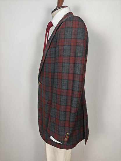 Tartan blazer Simon Ackerman anni '70 con panciotto abbinato - tg. 48/50