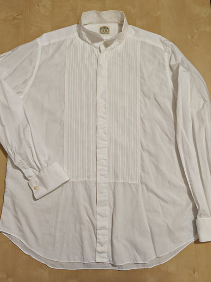 Camicia da smoking vintage collo diplomatico e sparato plissettato - tg. L/XL, collo 42/43