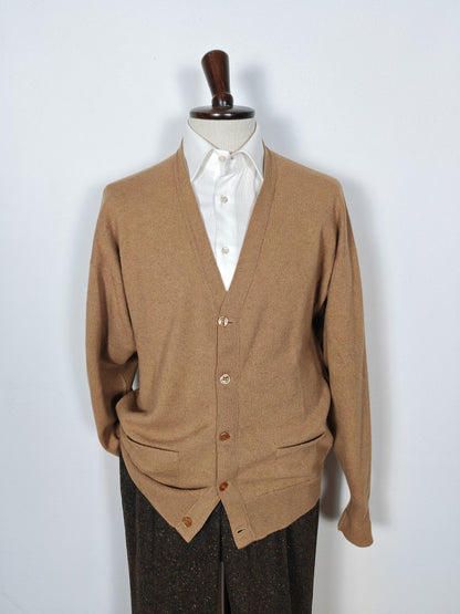 Cardigan William Lockie scozzese, 100% cammello - L/XL