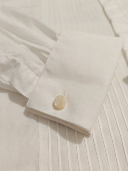 Camicia da smoking vintage collo diplomatico e sparato plissettato - tg. L/XL, collo 42/43