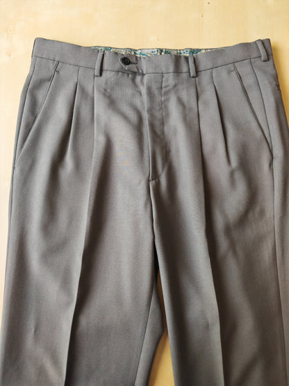 Completo anni '80 in fresco lana verde-grigio - tg. 50/52