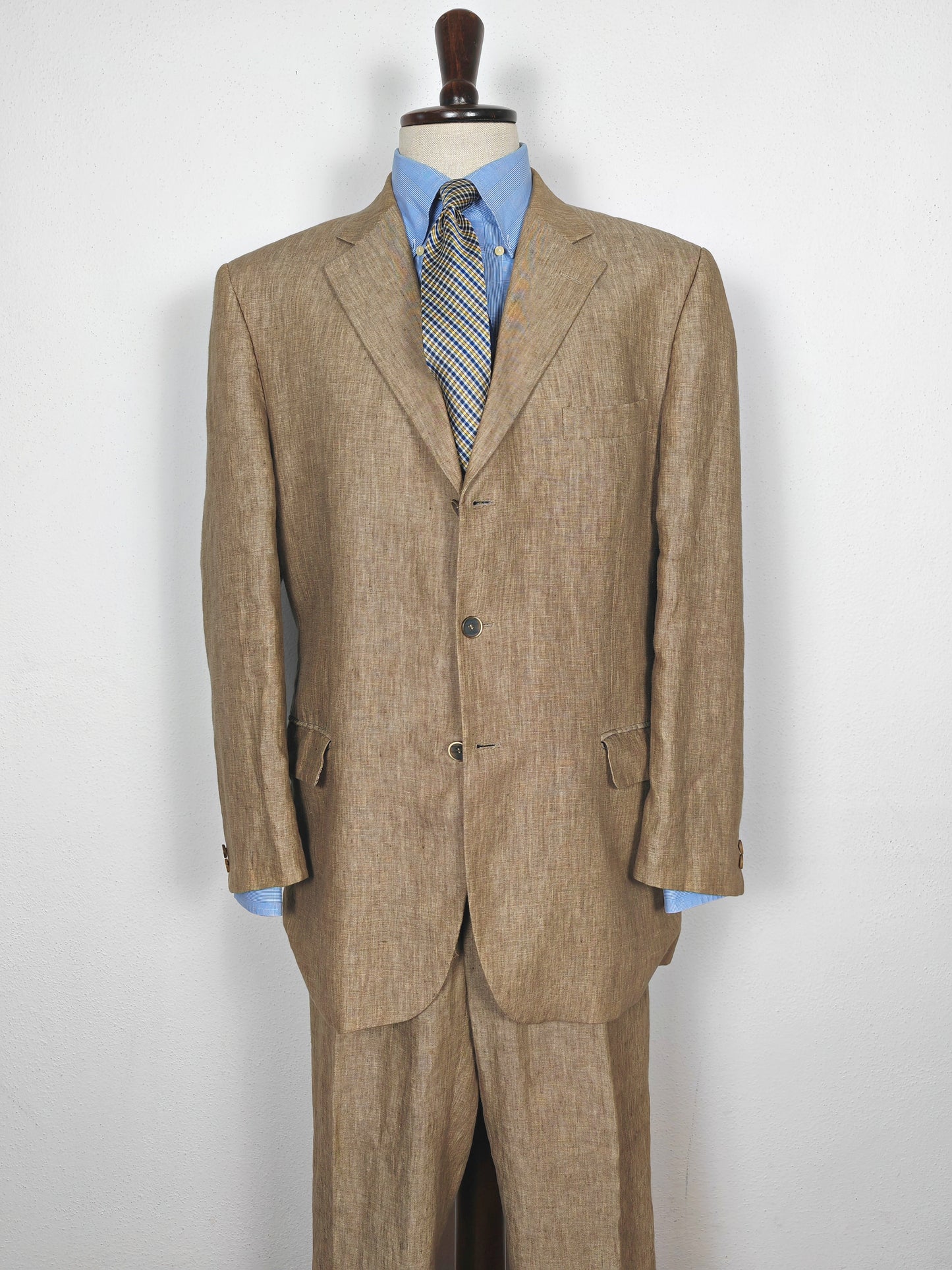 Completo in puro lino color corda - tg. 54