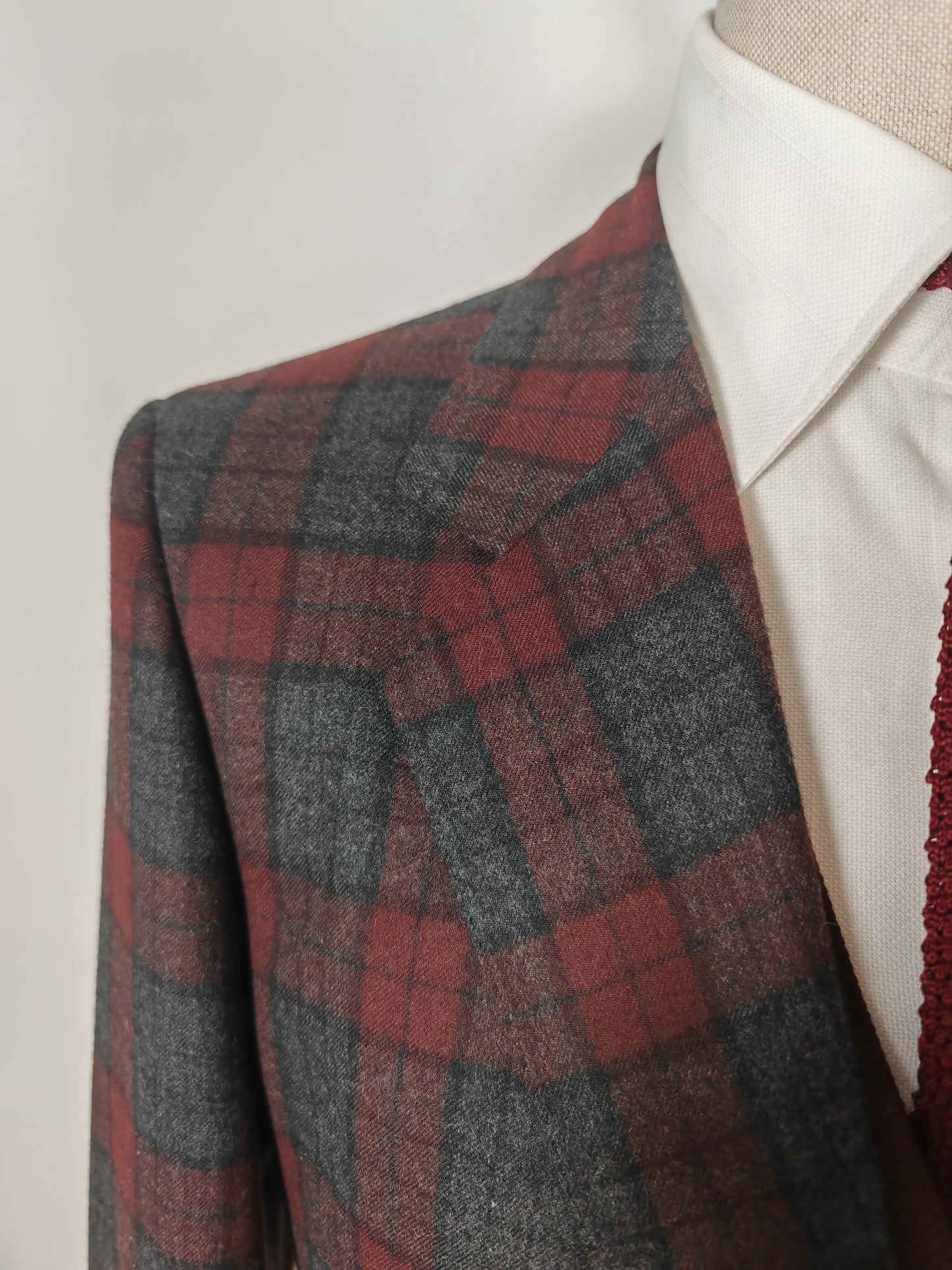 Tartan blazer Simon Ackerman anni '70 con panciotto abbinato - tg. 48/50