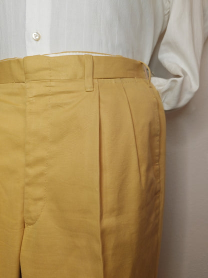 Pantalone sartoriale su misura in twill di cotone giallo crema - tg. 48