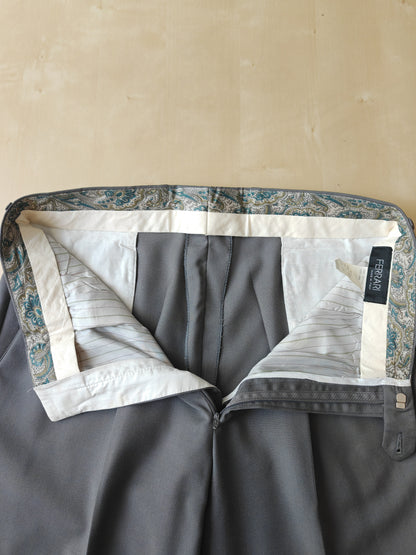 Completo anni '80 in fresco lana verde-grigio - tg. 50/52