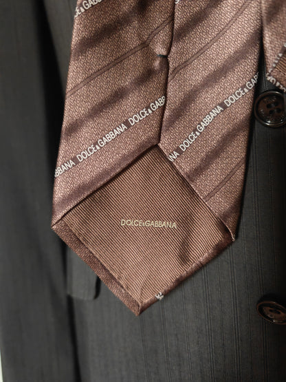 Dolce & Gabbana, striped tie with logos