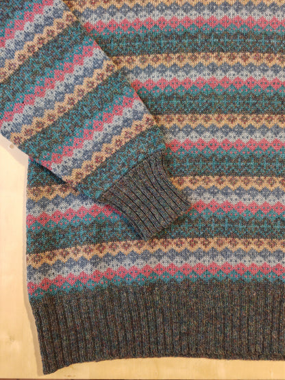 Maglione scozzese tipo Fair Isle in 100% lana shetland - L/XL