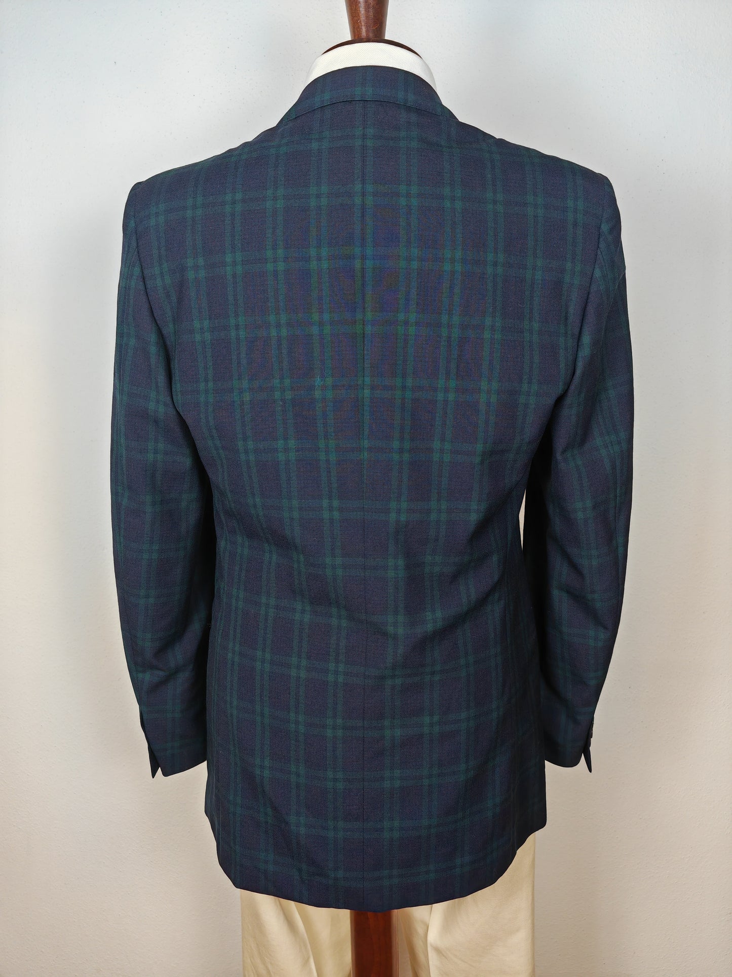 Giacca Corneliani anni '80 in fresco lana tartan black watch - tg 46/48