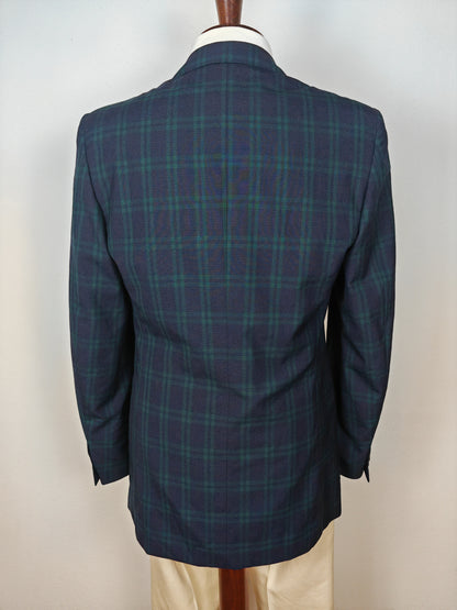 Giacca Corneliani anni '80 in fresco lana tartan black watch - tg 46/48