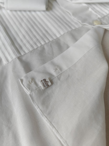 Camicia da smoking anni '70/'80 con sparato plissettato - tg. L collo 41