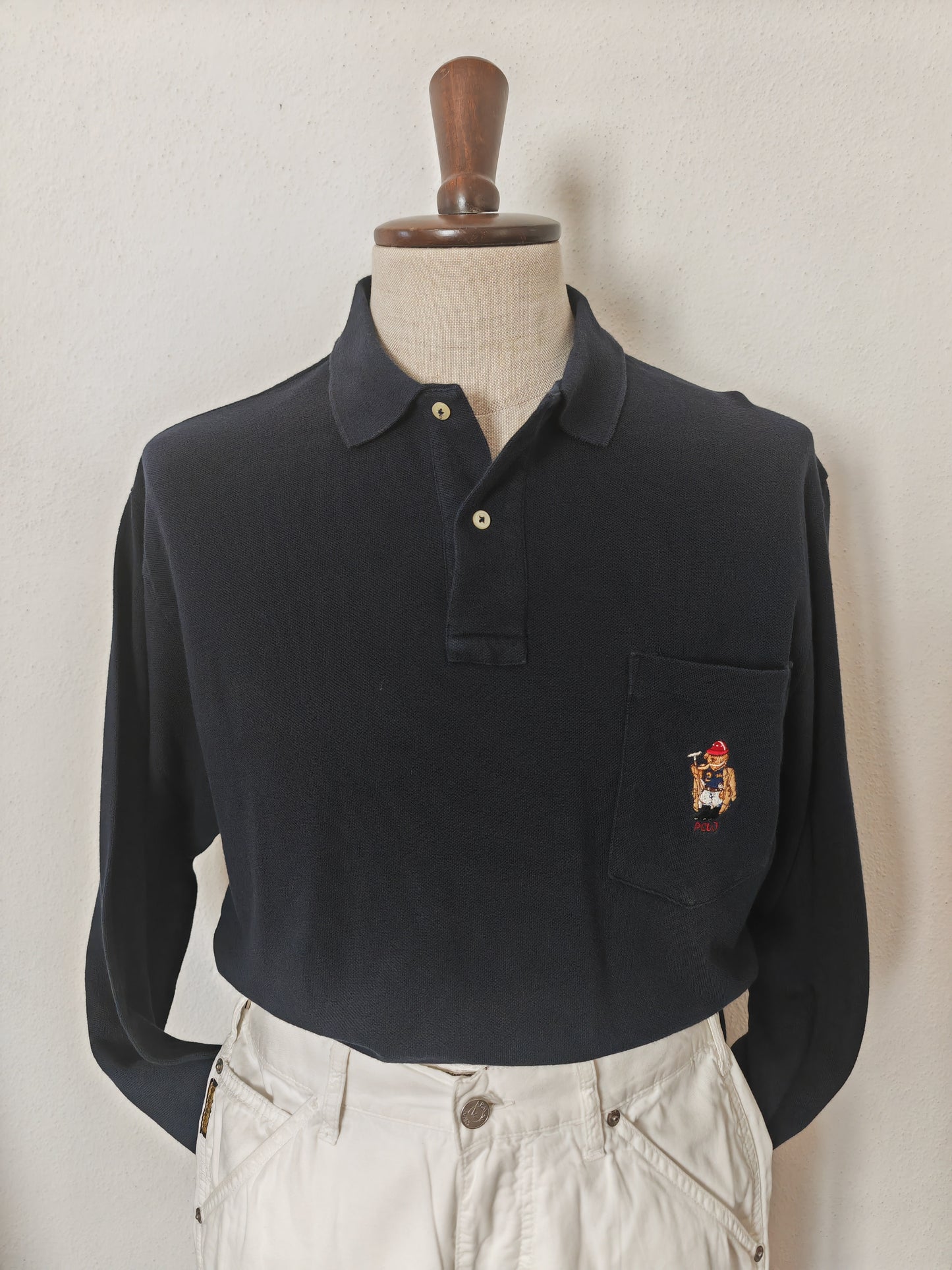 Polo Ralph Lauren maniche lunghe vintage made in USA logo Polo Bear - L/XL