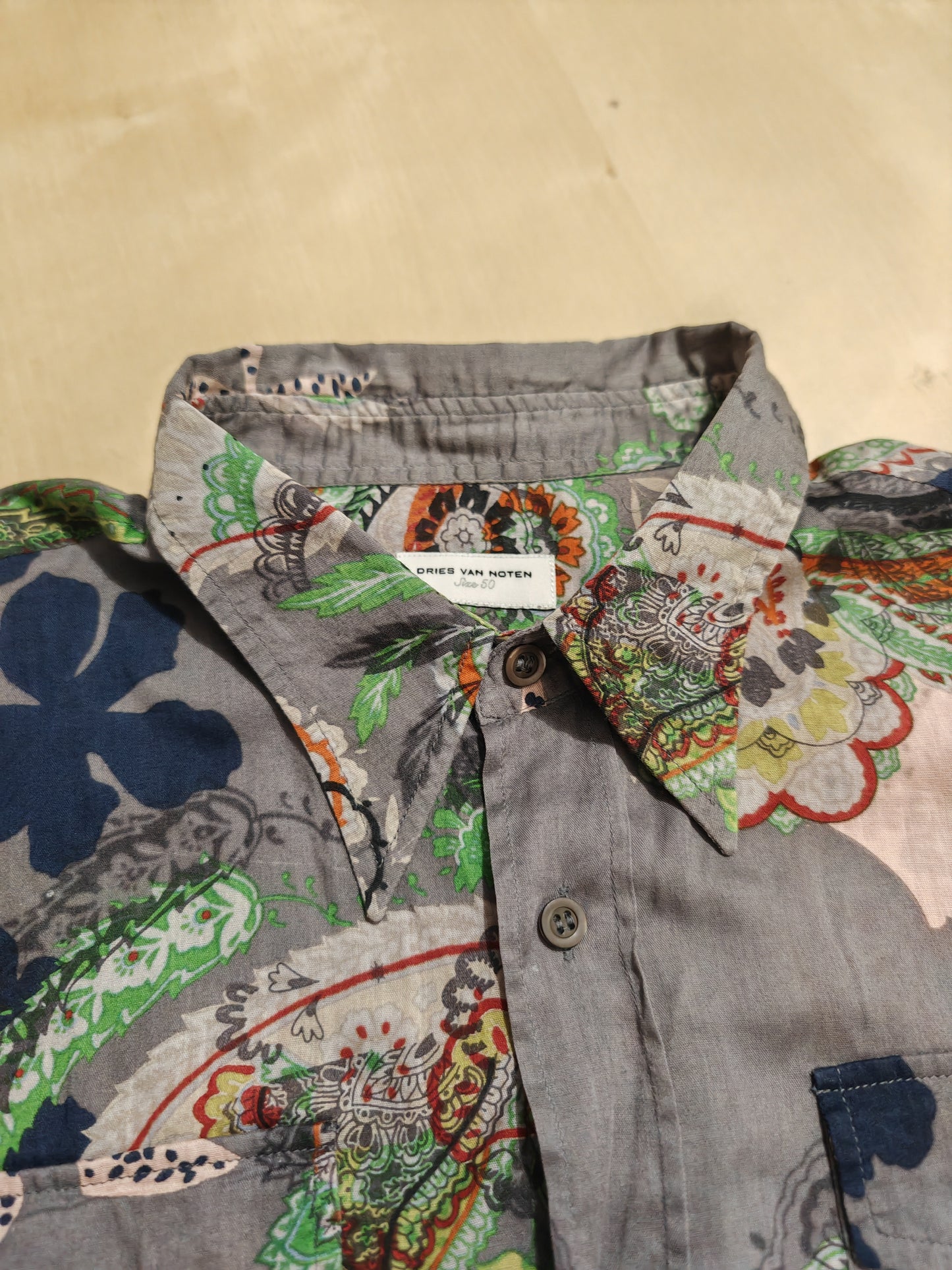 Camicia Dries Van Noten maniche corte floreale - M slim