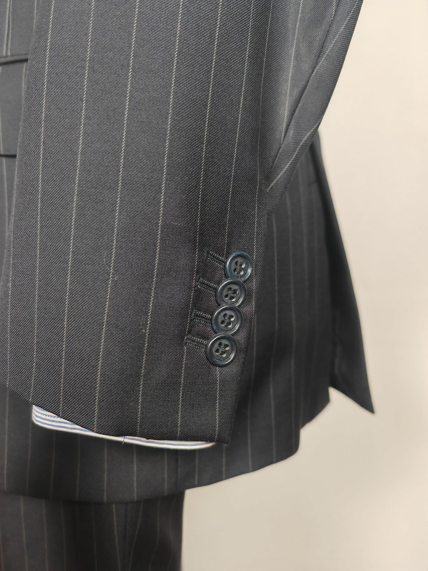 Completo in twill di lana blu gessato - tg. 50/52