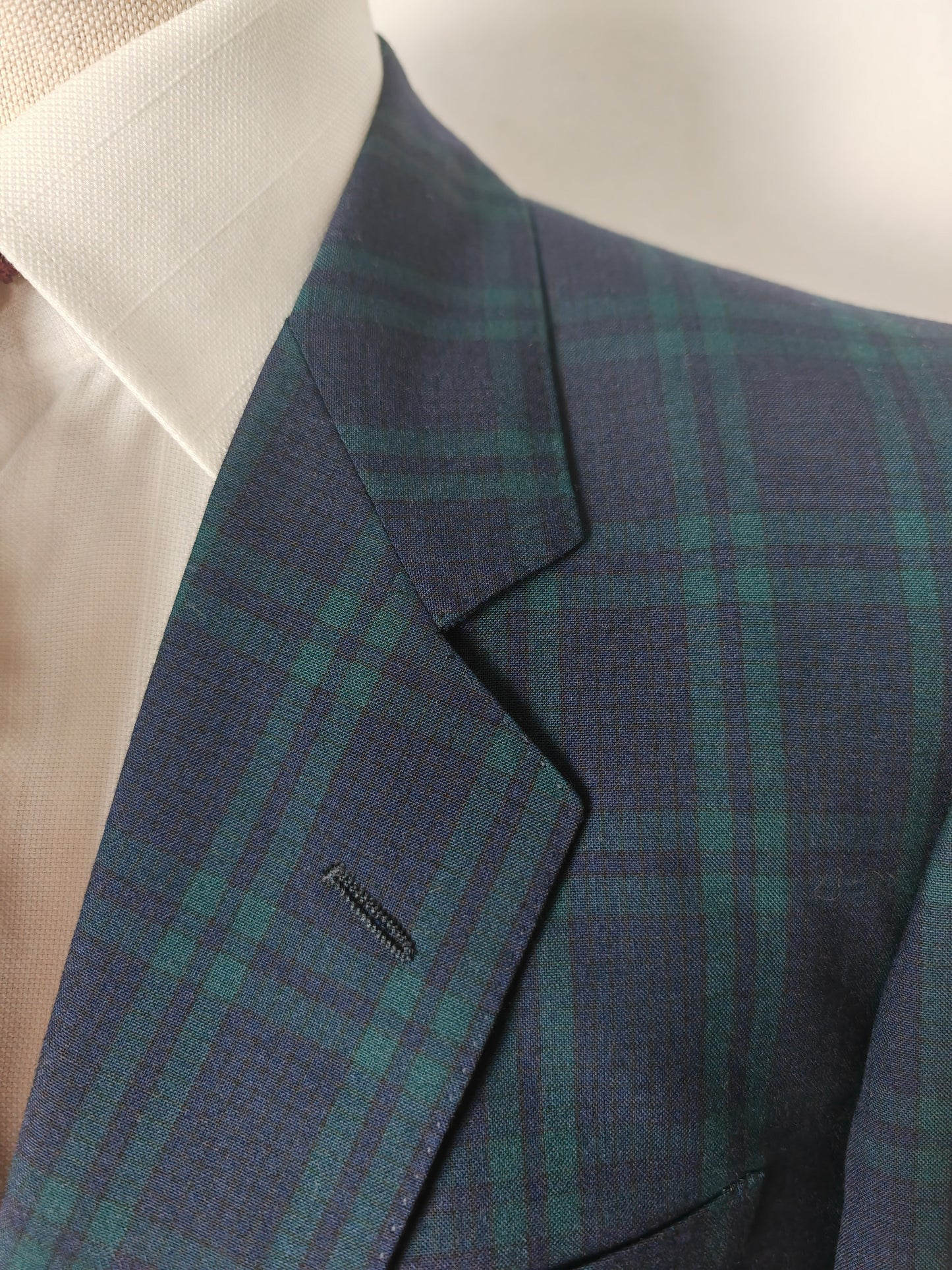 Giacca Corneliani anni '80 in fresco lana tartan black watch - tg 46/48